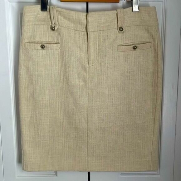 Club Monaco Cream Cotton Tweed Skirt Size 8 - Picture 1 of 11